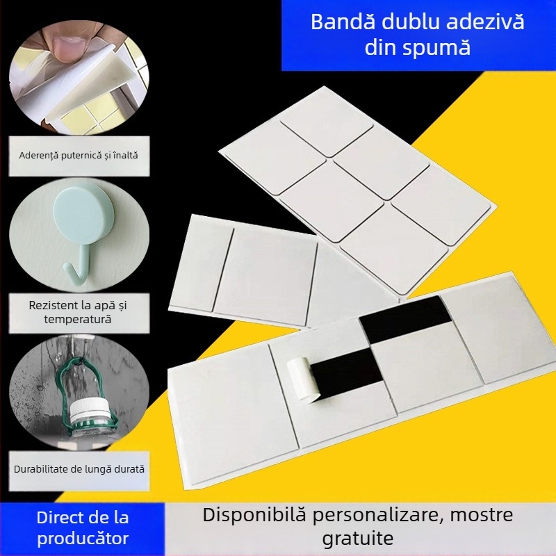 Plăci din burete negre cu adeziv pentru ornamente auto, plăci autoadezive, adeziv pentru blocarea luminii în echipamente, hârtie autoadezivă pentru etichete, adeziv etanș, absorbție a șocurilor