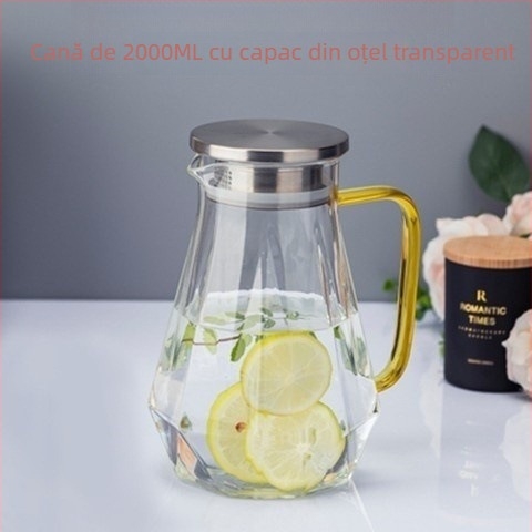 Sticlă de apă din sticlă termorezistentă, în gradient de culoare, model european diamant, pentru sucuri și băuturi