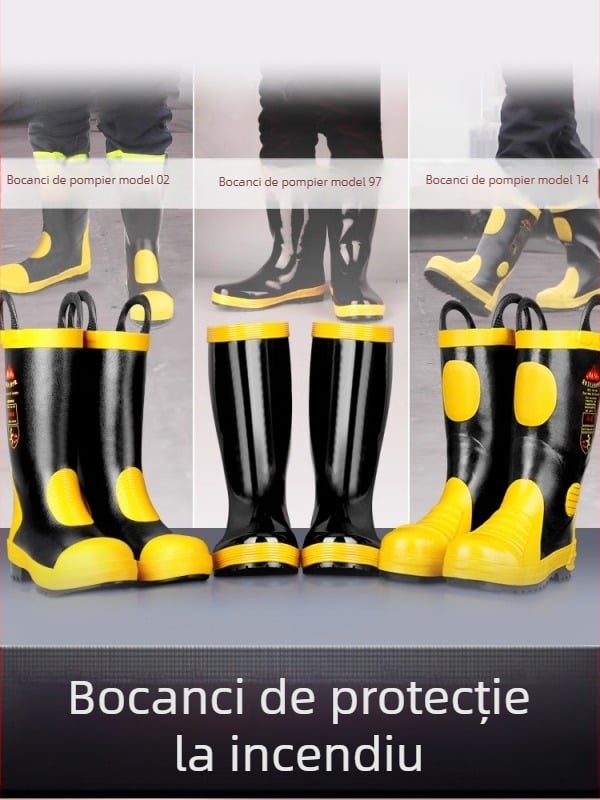 Cizmă de pompier din piele nubuk, încălțăminte de protecție cu talpă antiderapantă