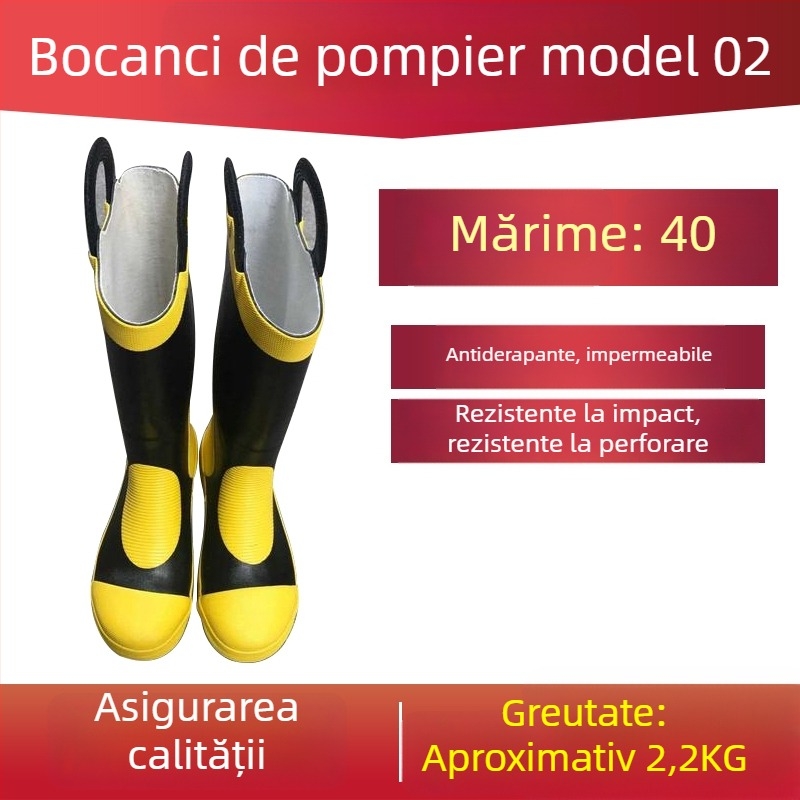 Cizmă de pompier din piele nubuk, încălțăminte de protecție cu talpă antiderapantă