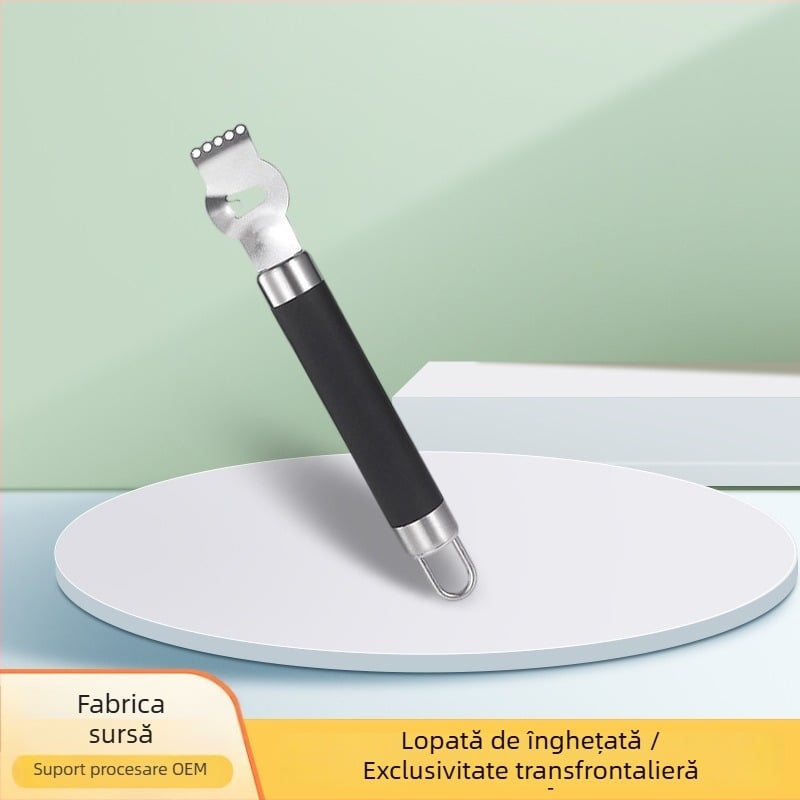 Set de 12 unelte de bucătărie pentru gătit și coacere: cupă de înghețată, bilă de pepene, răzuitor de brânză, tel pentru ouă, cuțit de brânză și cuțit de pizza.