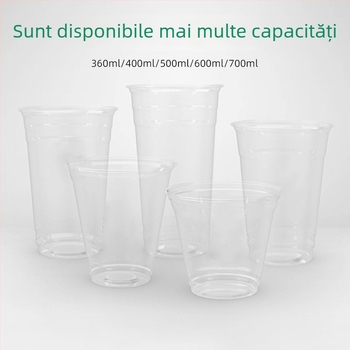 Pahar de unică folosință, transparent, cu diametrul de 98 mm, pentru ceai cu lapte, cafea și băuturi reci (401–500 ml)