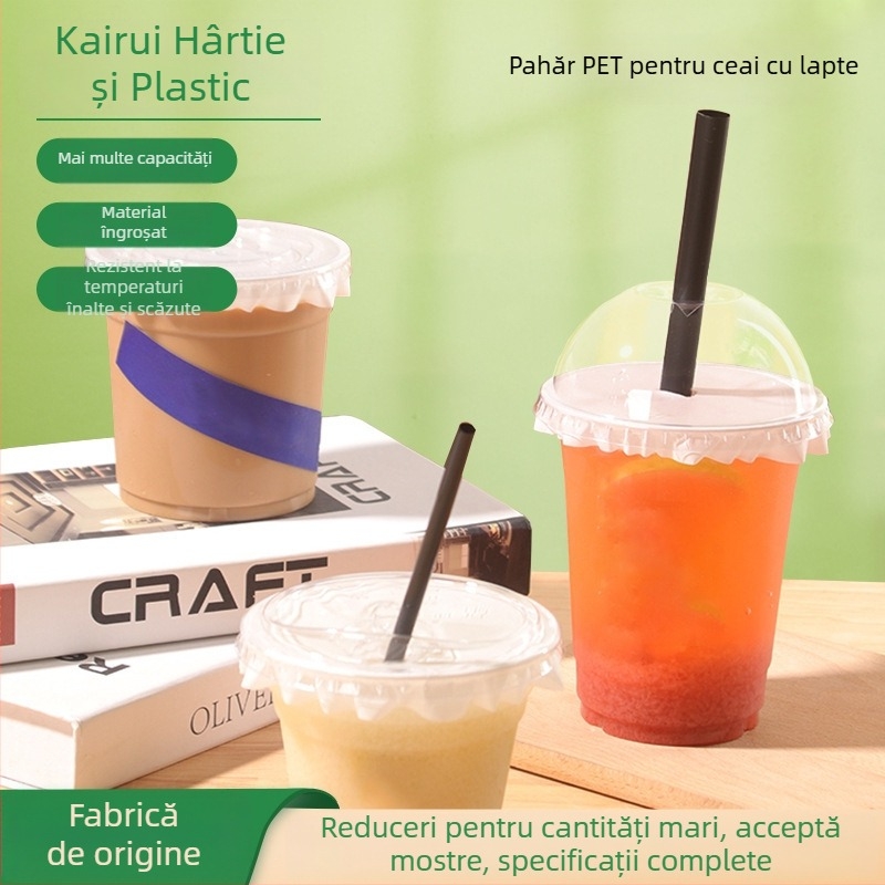 Pahar de unică folosință, transparent, cu diametrul de 98 mm, pentru ceai cu lapte, cafea și băuturi reci (401–500 ml)