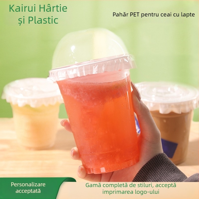 Pahar de unică folosință, transparent, cu diametrul de 98 mm, pentru ceai cu lapte, cafea și băuturi reci (401–500 ml)