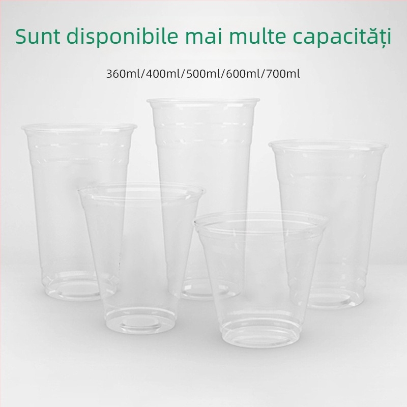 Pahar de unică folosință, transparent, cu diametrul de 98 mm, pentru ceai cu lapte, cafea și băuturi reci (401–500 ml)
