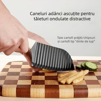 Cuțit simplu pentru cartofi cu lamă ondulată, tăietor ondulat pentru felii elegante, unealtă pentru chipsuri de cartofi, gadget pentru prepararea hranei copiilor