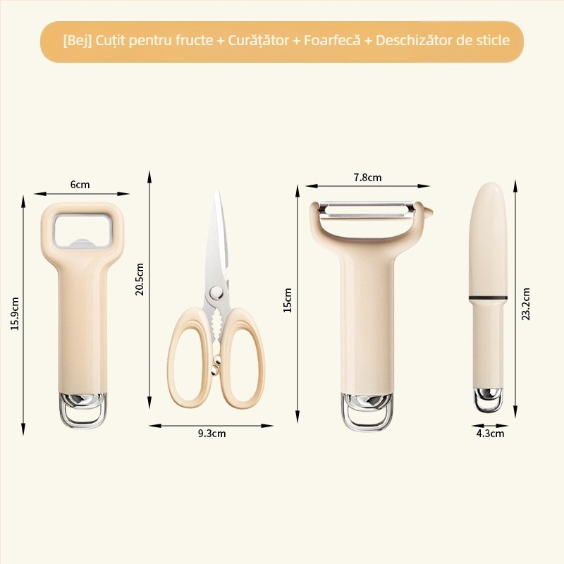 Set de bucătărie din 4 piese pentru deschiderea berii: deschizător pentru sticle, dop, doze, portabil, cu logo personalizat