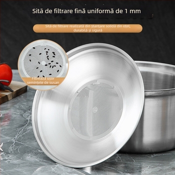 Friteuză din oțel inoxidabil 201, corp îngroșat, recipient de depozitare a uleiului pentru bucătărie, cu două mânere, vas de filtrare a uleiului multifuncțional