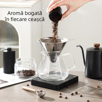 Filtru de cafea din oțel inoxidabil pentru preparare manuală – filtru cu plasă ultra-fină, set fără filtru de hârtie