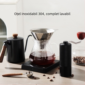 Filtru de cafea din oțel inoxidabil pentru preparare manuală – filtru cu plasă ultra-fină, set fără filtru de hârtie