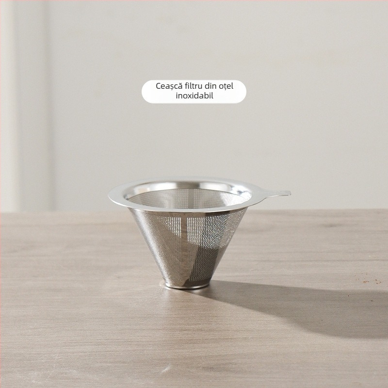 Filtru de cafea din oțel inoxidabil pentru preparare manuală – filtru cu plasă ultra-fină, set fără filtru de hârtie