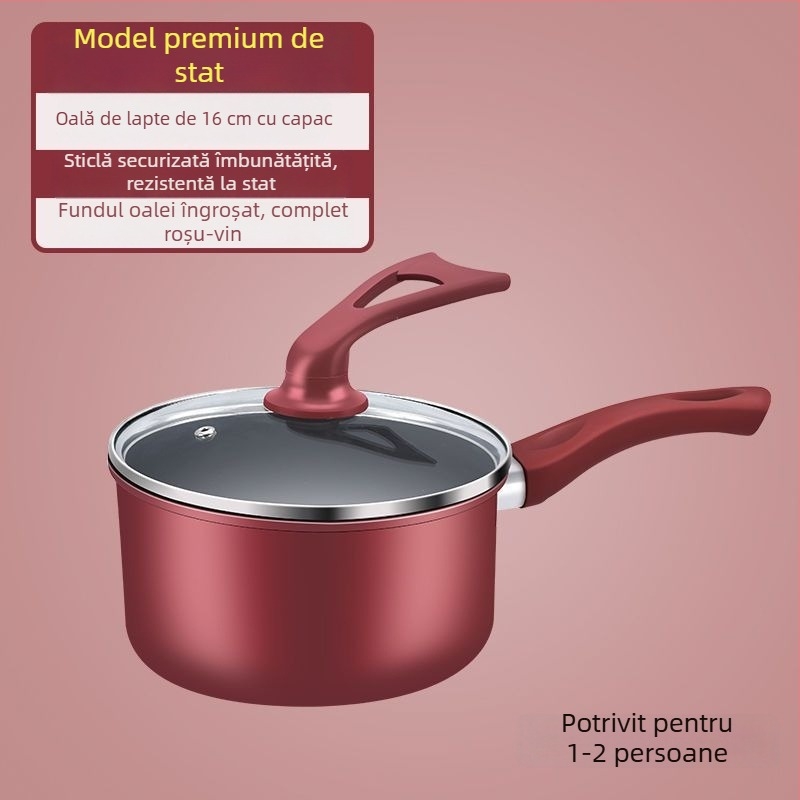 Oală antiaderentă pentru hrana bebelușului, mică oală de bucătărie pentru încălzirea laptelui și a hranei bebelușilor, compatibilă cu plita cu inducție și plita cu gaz