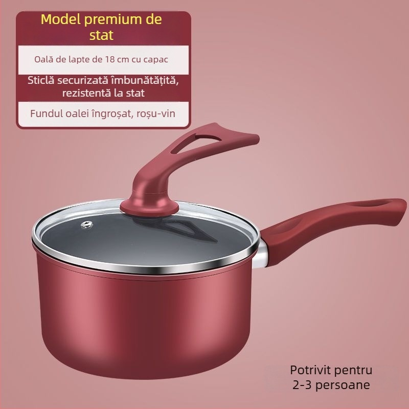 Oală antiaderentă pentru hrana bebelușului, mică oală de bucătărie pentru încălzirea laptelui și a hranei bebelușilor, compatibilă cu plita cu inducție și plita cu gaz