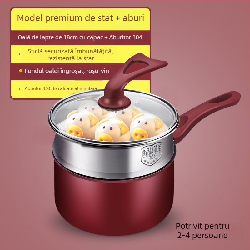 Oală antiaderentă pentru hrana bebelușului, mică oală de bucătărie pentru încălzirea laptelui și a hranei bebelușilor, compatibilă cu plita cu inducție și plita cu gaz