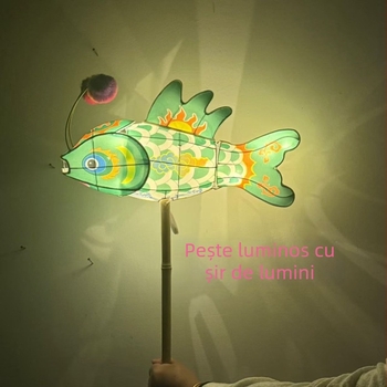 Felinar tradițional, realizat manual, de pește, în stil chinezesc clasic, portabil, care poate oscila și ilumina, pentru fotografii cu Hanfu — felinar cu pești aurii și crap