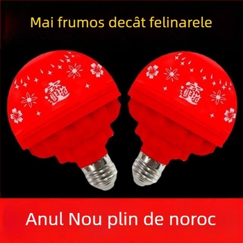 Felinar festiv de casă cu bec LED rotativ de noroc, lumini colorate pentru Anul Nou și o atmosferă familială