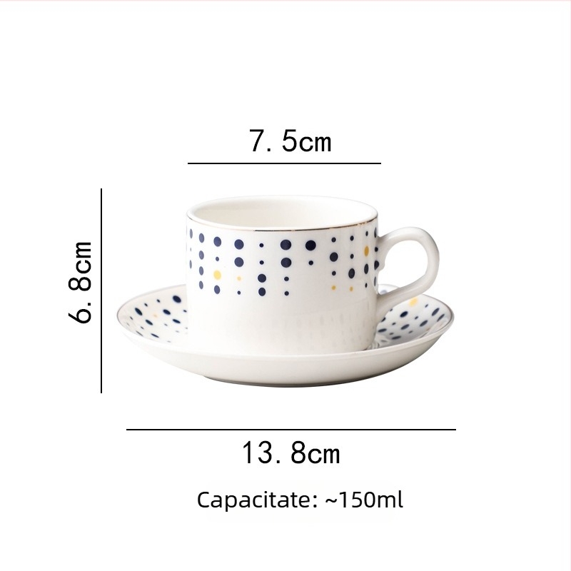 Set cafea cu ceașcă și farfurioară cu linguriță, suport metalic, ceramic, set creativ pentru birou, stil Nordic