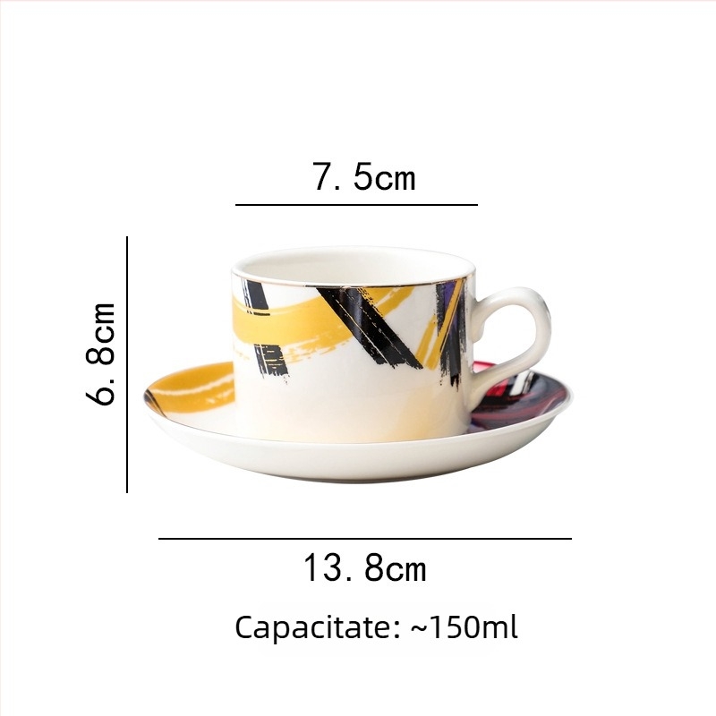 Set cafea cu ceașcă și farfurioară cu linguriță, suport metalic, ceramic, set creativ pentru birou, stil Nordic