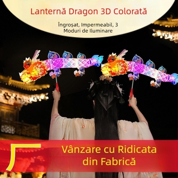 Felinar dragon 3D DIY, colorat, portabil, în stil chinezesc – Anul Dragonului, pentru Festivalul Felinarelor