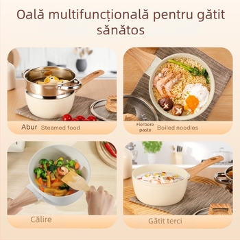 Oală de lapte din piatră Maifan, antiaderentă, mică oală pentru hrana bebelușilor, pentru fiert lapte și tăiței, mini oală de supă pentru o porție