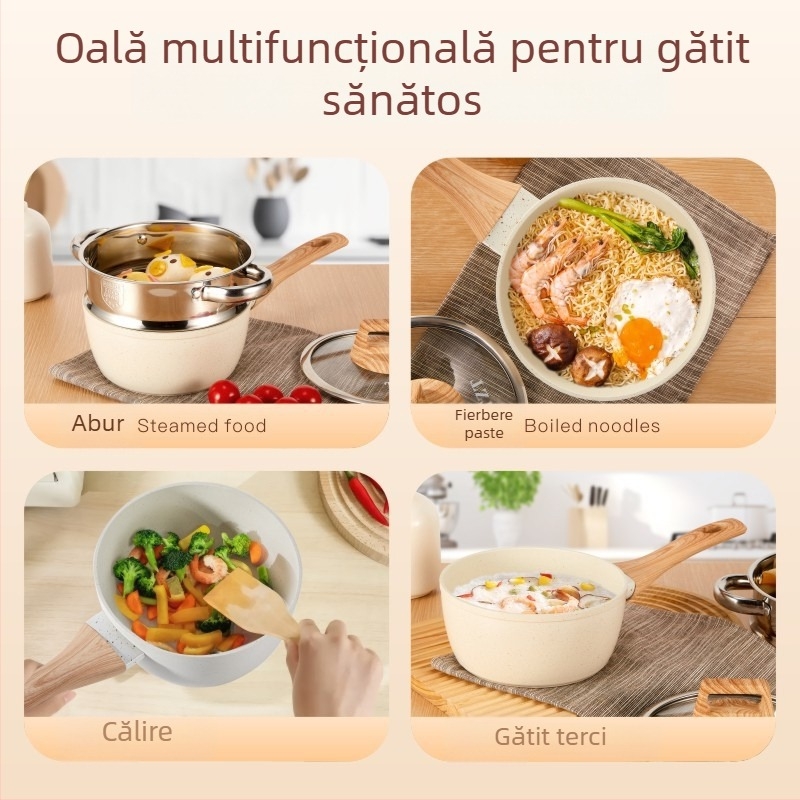 Oală de lapte din piatră Maifan, antiaderentă, mică oală pentru hrana bebelușilor, pentru fiert lapte și tăiței, mini oală de supă pentru o porție