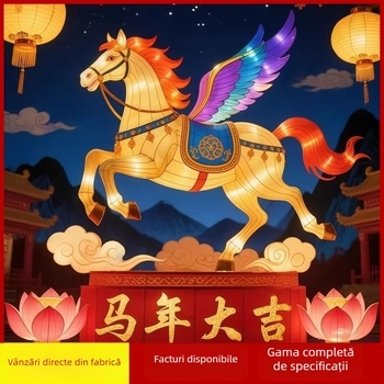 Felinare mari în exterior, în formă de cal, pentru zone pitorești, piețe, parcuri și târguri de temple în timpul festivalului felinarelor (Anul Calului, 2026)