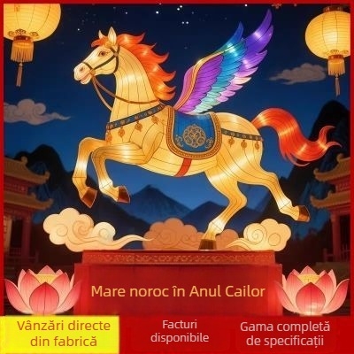 Felinare mari în exterior, în formă de cal, pentru zone pitorești, piețe, parcuri și târguri de temple în timpul festivalului felinarelor (Anul Calului, 2026)