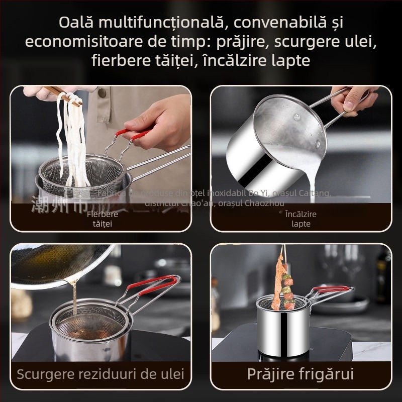 Friteuză din oțel inoxidabil 304/316, cu coș pentru prăjit și filtru, economie de ulei, compactă, robustă și multifuncțională