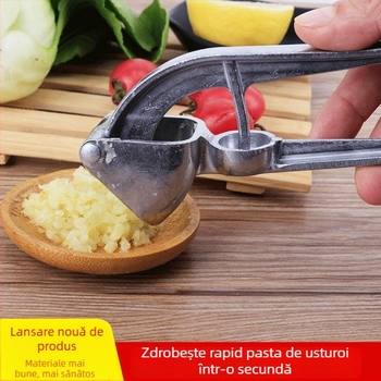 Presă de usturoi din aliaj de aluminiu, zdrobitor/mașină de presat usturoi manual, curățător de usturoi, 16,5×6,2 cm