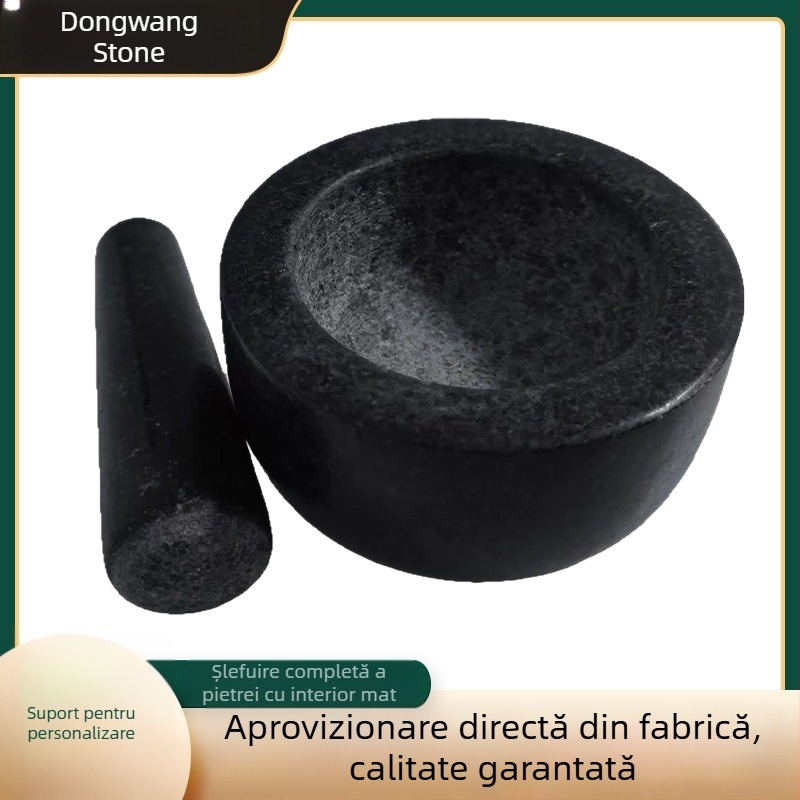 Mojar granit mediu pentru uz casnic, zdrobitor de usturoi, râșniță pentru plante aromatice și condimente, zdrobitor de alimente, pastă de usturoi