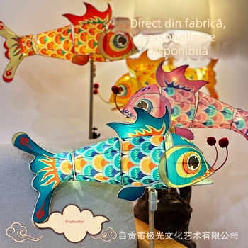 Felinar de mână în formă de pește, 30 cm, lucrat manual, pentru Festivalul Luminilor, Festivalul Lunii de Toamnă și Ziua Națională, reprezentație de dans DIY, stil antic