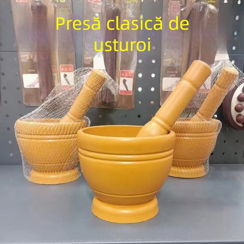 Set mojar și pistil de usturoi din lemn natural