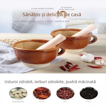 Mojar din ceramică grosier pentru măcinarea alimentelor, usturoi, medicamente și ardei iute, pentru uz casnic