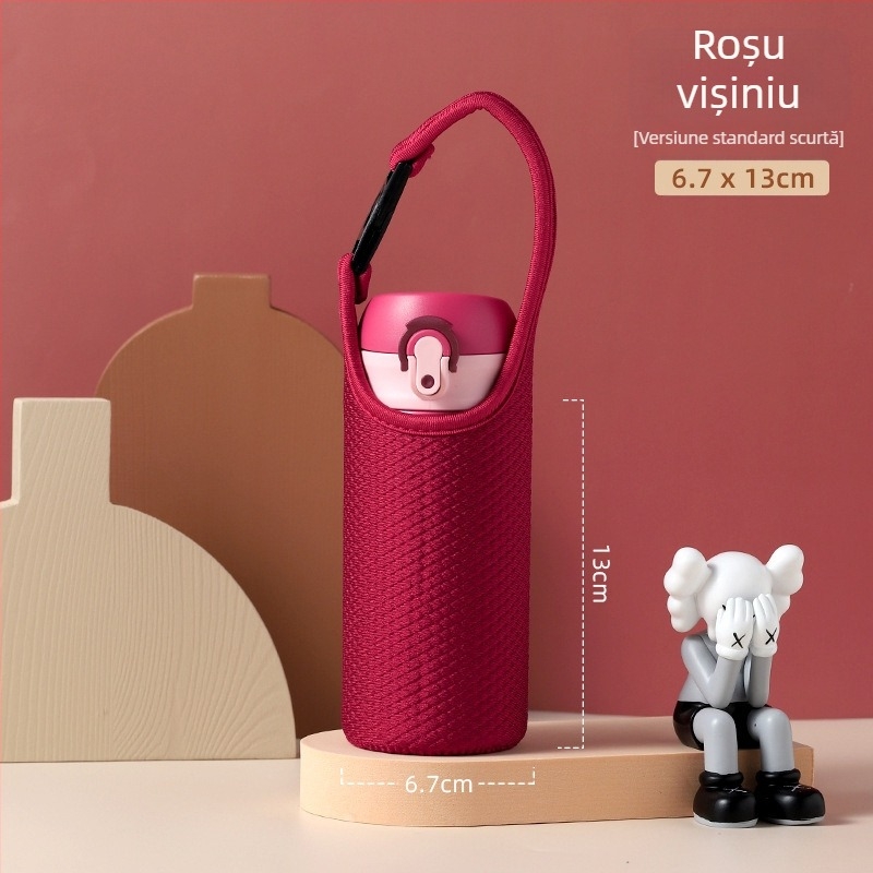 Husă izolațion universală pentru pahar Thermos din sticlă pentru ceai, husă de protecție cu curea crossbody și șnur de transport