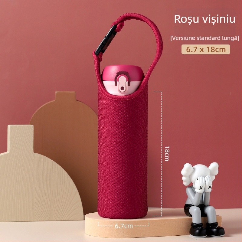 Husă izolațion universală pentru pahar Thermos din sticlă pentru ceai, husă de protecție cu curea crossbody și șnur de transport