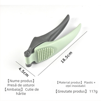 Presa de usturoi manuală – dispozitiv de bucătărie portabil pentru zdrobirea usturoiului, din oțel inoxidabil și plastic