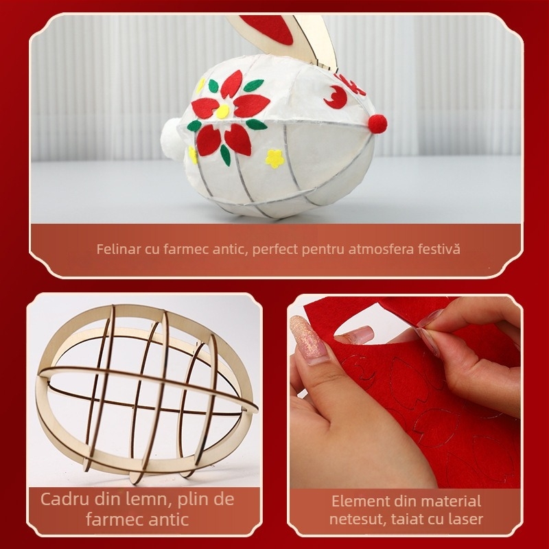 Felinare pentru Anul Calului: set DIY pentru copii, felinar de mână în formă de iepuraș, luminoase, în stil tradițional de palat