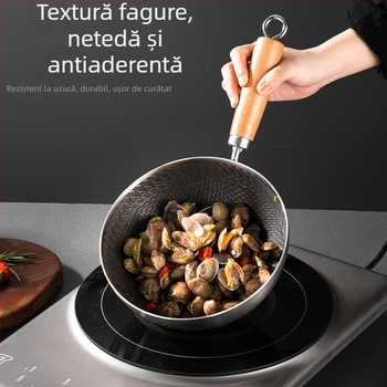 Mini wok pentru o singură porție, din oțel inoxidabil 316, cu strat antiaderent și capac de sticlă — tigaie compactă, multifuncțională pentru uz casnic