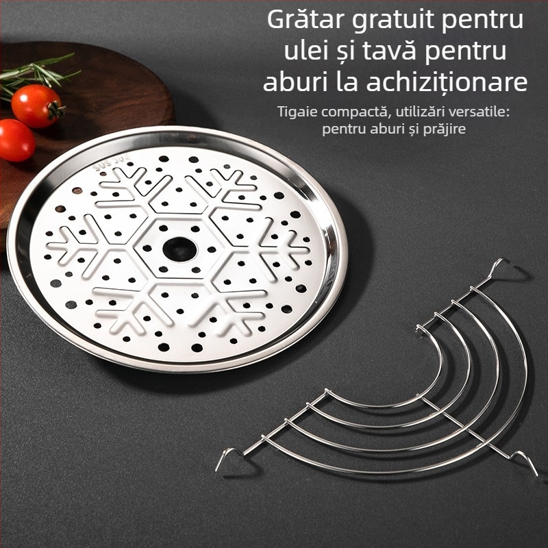 Mini wok pentru o singură porție, din oțel inoxidabil 316, cu strat antiaderent și capac de sticlă — tigaie compactă, multifuncțională pentru uz casnic