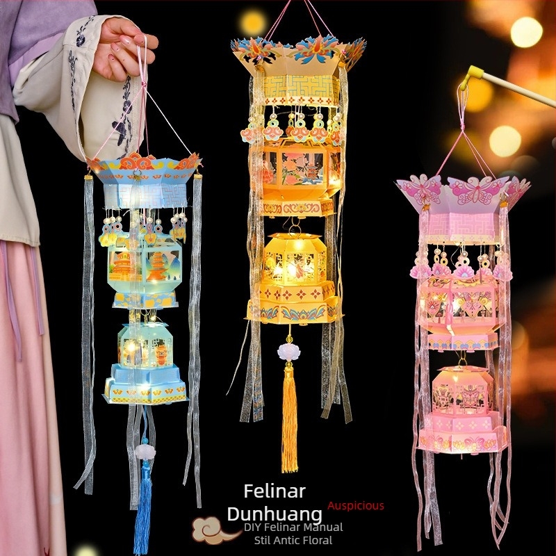 Lanterne chineze pentru Anul Nou în stil antic, pentru Anul Calului, lanterne de mână pentru copii cu iluminare, kit DIY de artizanat, lanterne mici de tip palat