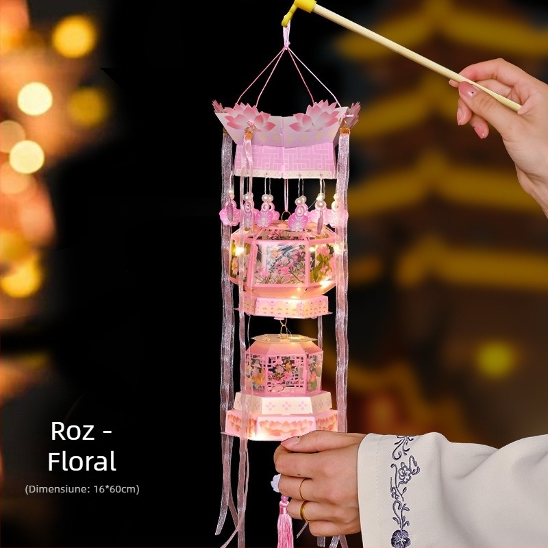 Lanterne chineze pentru Anul Nou în stil antic, pentru Anul Calului, lanterne de mână pentru copii cu iluminare, kit DIY de artizanat, lanterne mici de tip palat