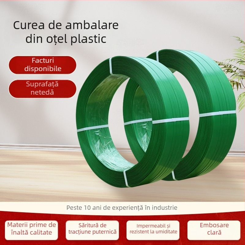 Bandă PET pentru ambalare și legare paleți, verde 1608