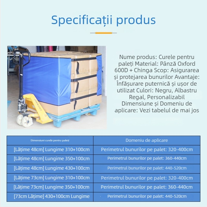 Curele pentru paleți din Oxford, 600D cu bandă webbing, rezistență la tracțiune 246,9 kg, pentru ambalare carton