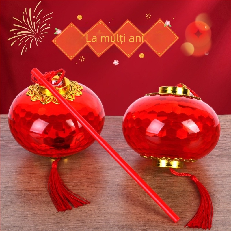 Fanar LED roșu cu proiecție cristalină pentru copii – jucărie decorativă purtabilă pentru festivalul felinarelor