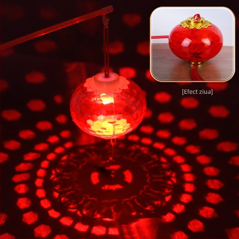 Fanar LED roșu cu proiecție cristalină pentru copii – jucărie decorativă purtabilă pentru festivalul felinarelor