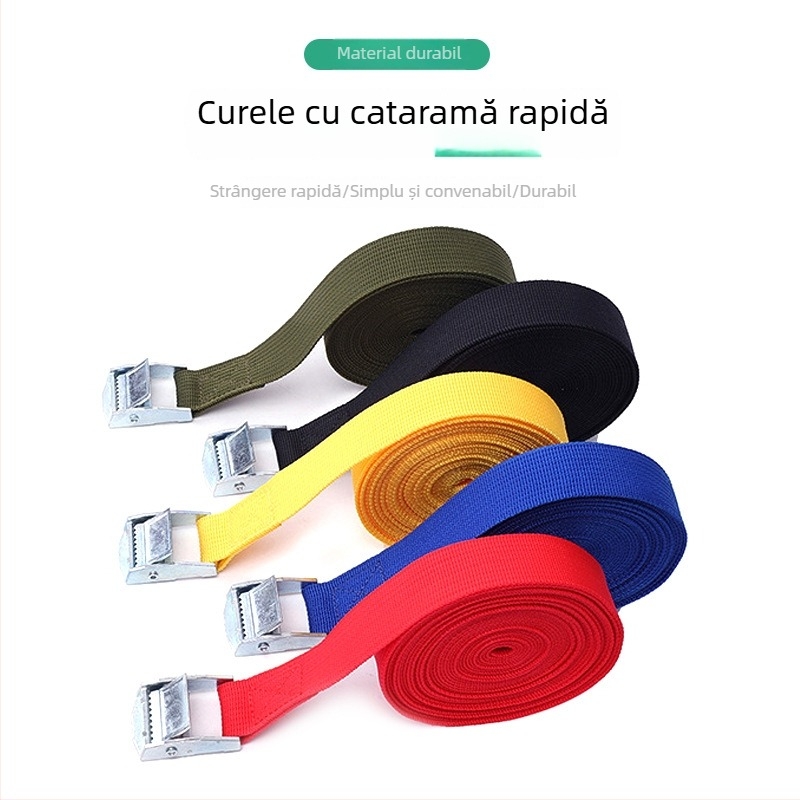 Curea de încărcare cu cataramă din aliaj de zinc și bandă textilă, 3 m lungime, 2,5 cm lățime, pentru bagaje și echipament de camping