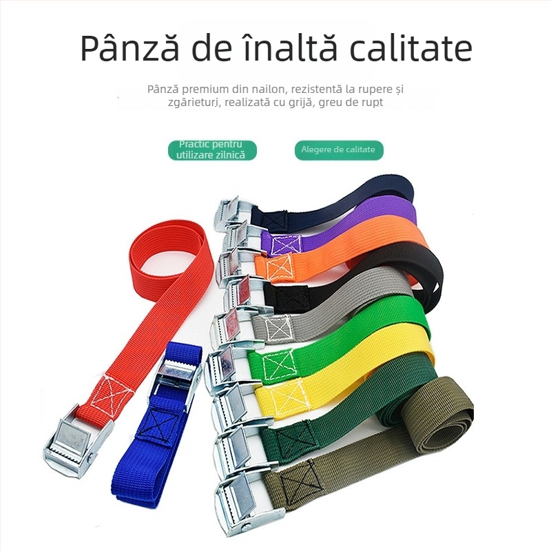 Curea de încărcare cu cataramă din aliaj de zinc și bandă textilă, 3 m lungime, 2,5 cm lățime, pentru bagaje și echipament de camping