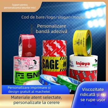 Bandă de ambalare cu logo și cod QR, transparentă din BOPP, 50 mm x 100 m, grosime 52 μm