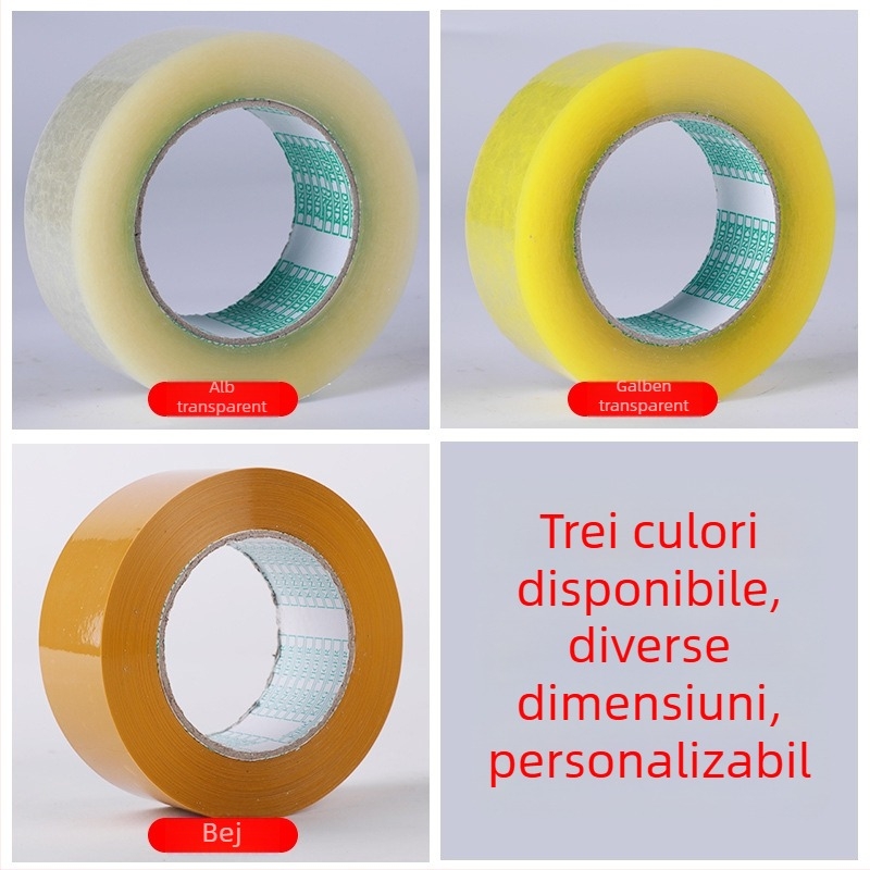 Bandă adezivă transparentă pentru ambalare, rolă mare personalizată, bandă de sigilare lată, bej