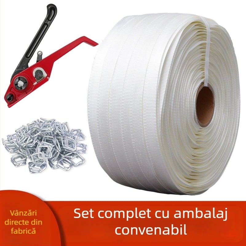 Curea de ambalare din poliester, țesută, moale, 32 mm, curea de prindere pentru mărfuri, de unică folosință